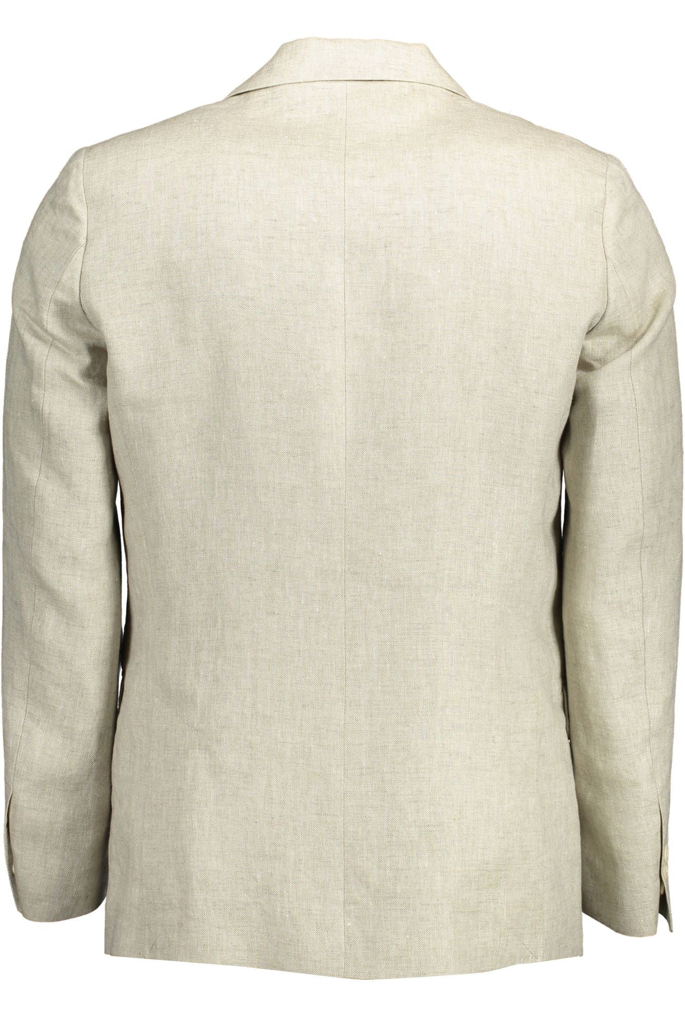 Gant Beige Linen Classic Jacket with Logo Detailing -   -  Gant.