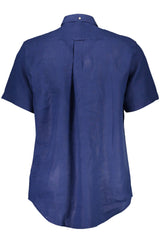 Gant Elegant Blue Linen Button-Down Shirt -   -  Gant.