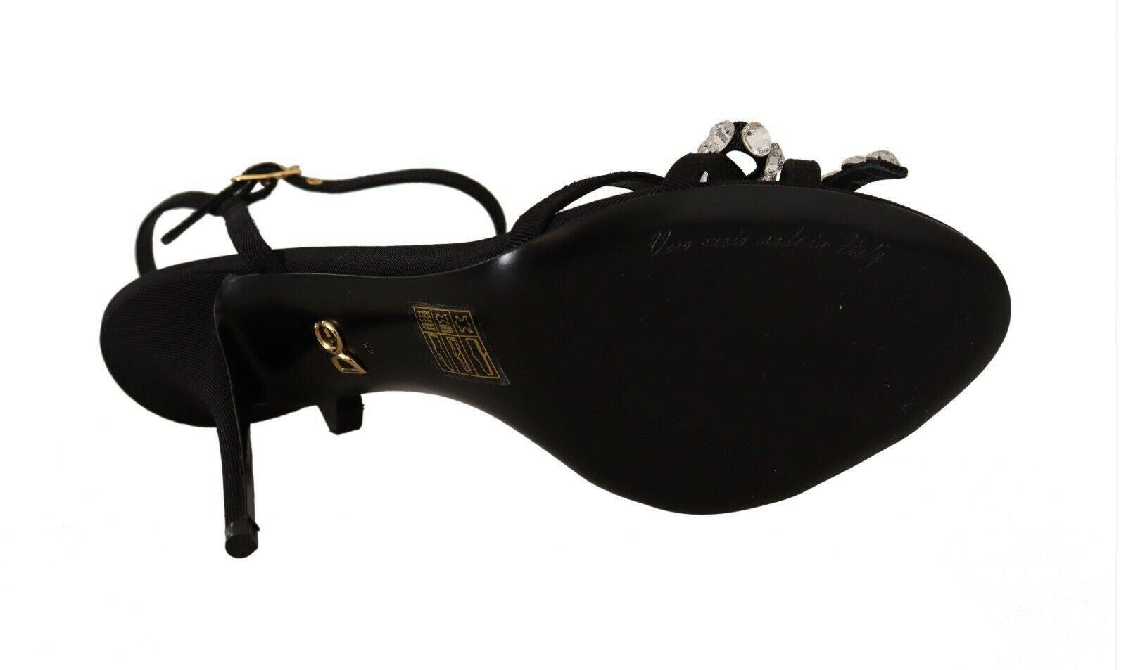 Dolce & Gabbana Black Crystals Ankle Strap Heels Sandals Shoes -   -  Dolce & Gabbana.
