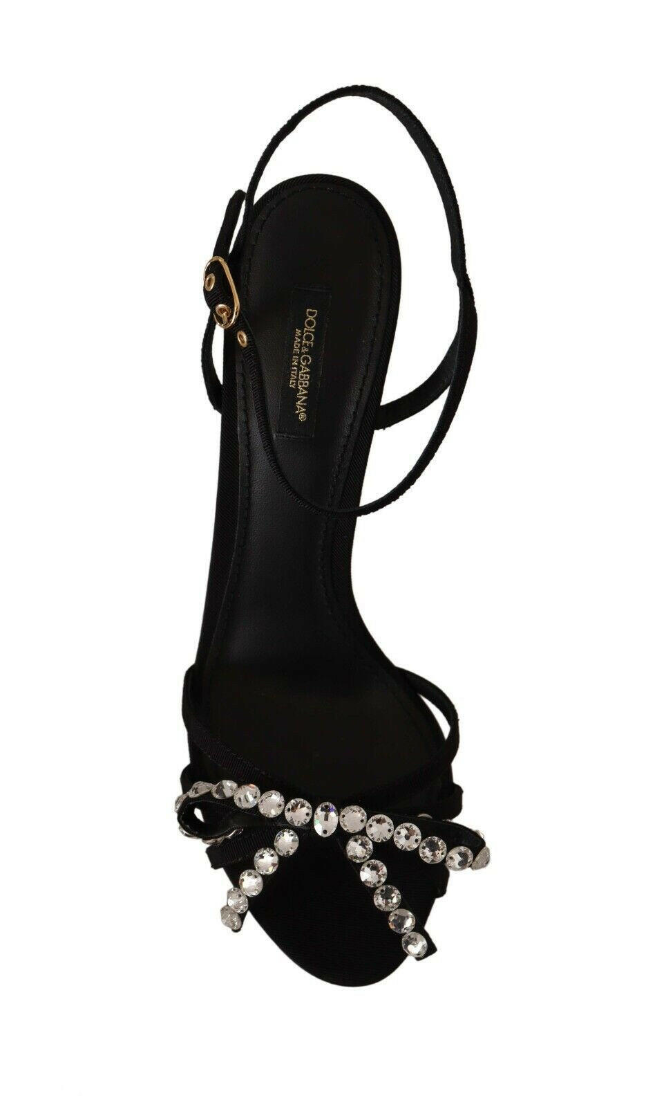 Dolce & Gabbana Black Crystals Ankle Strap Heels Sandals Shoes -   -  Dolce & Gabbana.