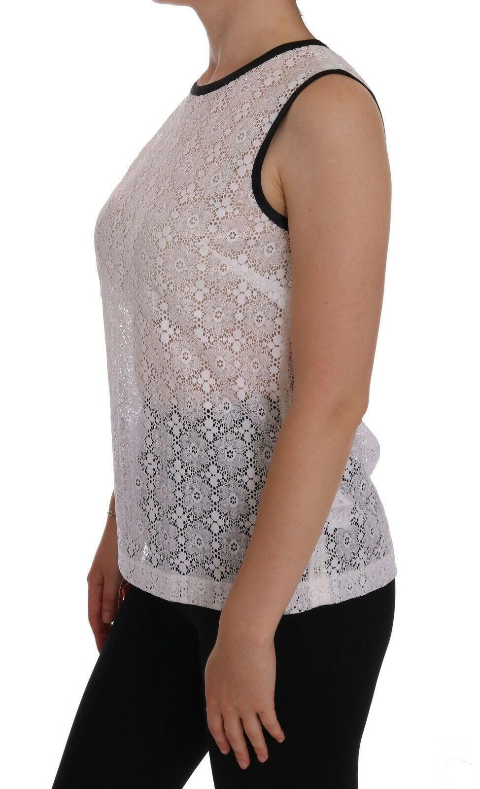 Dolce & Gabbana White Lace Floral Nylon Tank T-shirt -   -  Dolce & Gabbana.
