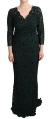 Dolce & Gabbana Green Floral Lace Maxi Floor Length Dress -   -  Dolce & Gabbana.