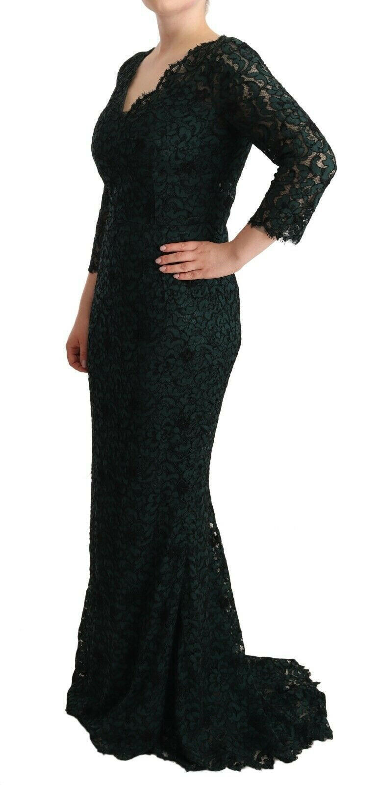 Dolce & Gabbana Green Floral Lace Maxi Floor Length Dress -   -  Dolce & Gabbana.