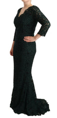 Dolce & Gabbana Green Floral Lace Maxi Floor Length Dress -   -  Dolce & Gabbana.