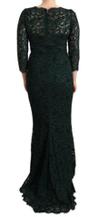 Dolce & Gabbana Green Floral Lace Maxi Floor Length Dress -   -  Dolce & Gabbana.