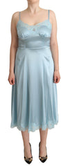 Dolce & Gabbana Blue Lace A-line Spaghetti Strap Midi Dress -   -  Dolce & Gabbana.