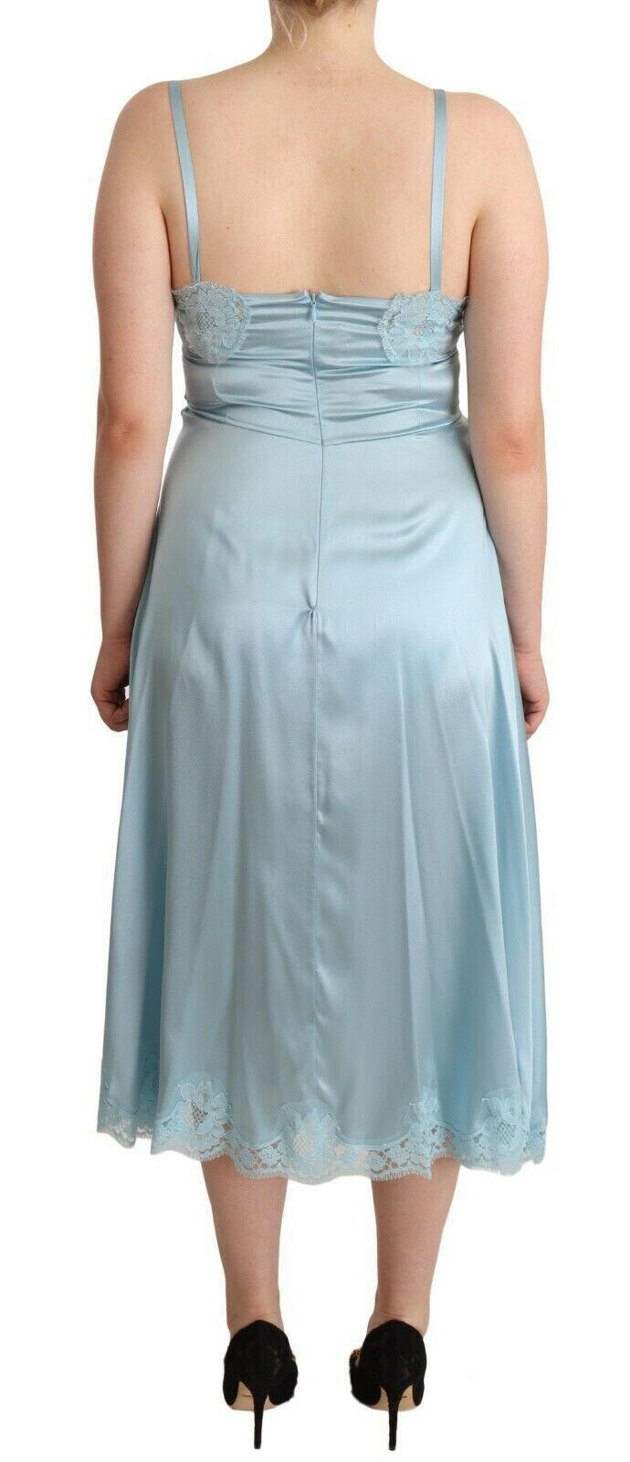 Dolce & Gabbana Blue Lace A-line Spaghetti Strap Midi Dress -   -  Dolce & Gabbana.