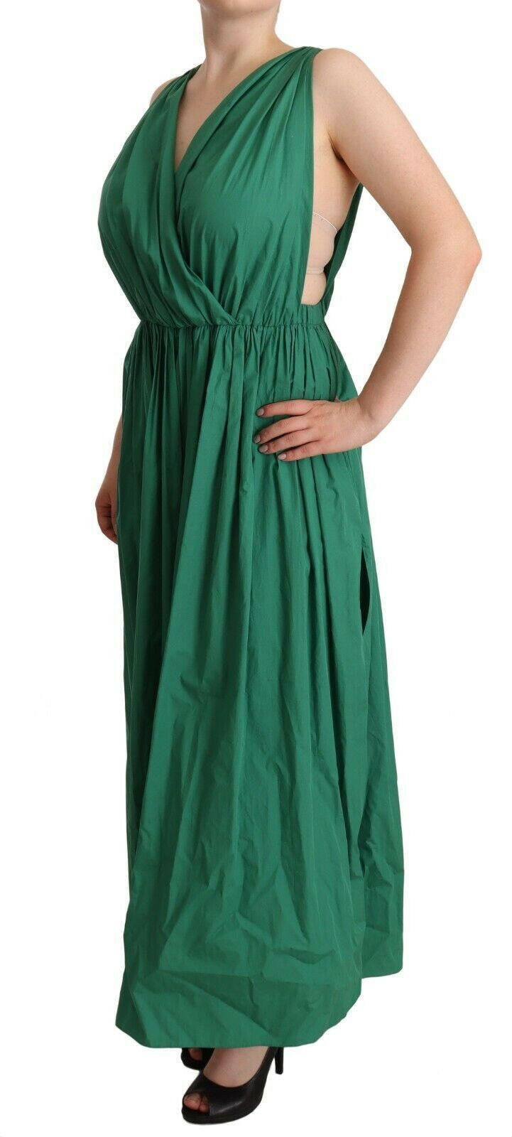 Dolce & Gabbana Green Cotton Sleeveless V-neck Dress -   -  Dolce & Gabbana.