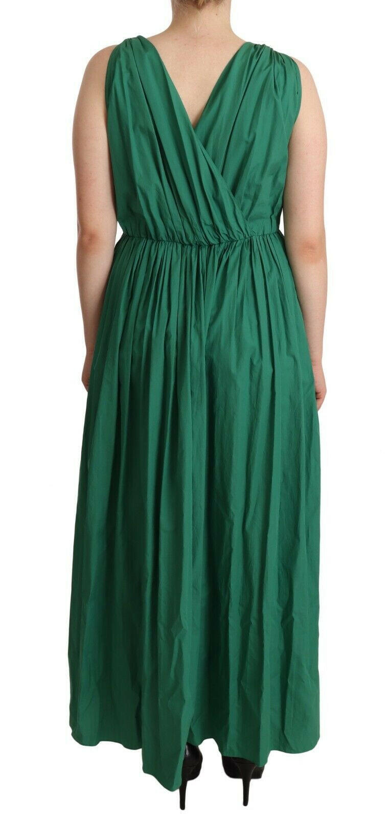 Dolce & Gabbana Green Cotton Sleeveless V-neck Dress -   -  Dolce & Gabbana.