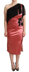 Dolce & Gabbana Pink One-Shoulder Silk Tassel Fringe Gown Mid Dress -   -  Dolce & Gabbana.