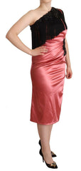 Dolce & Gabbana Pink One-Shoulder Silk Tassel Fringe Gown Mid Dress -   -  Dolce & Gabbana.