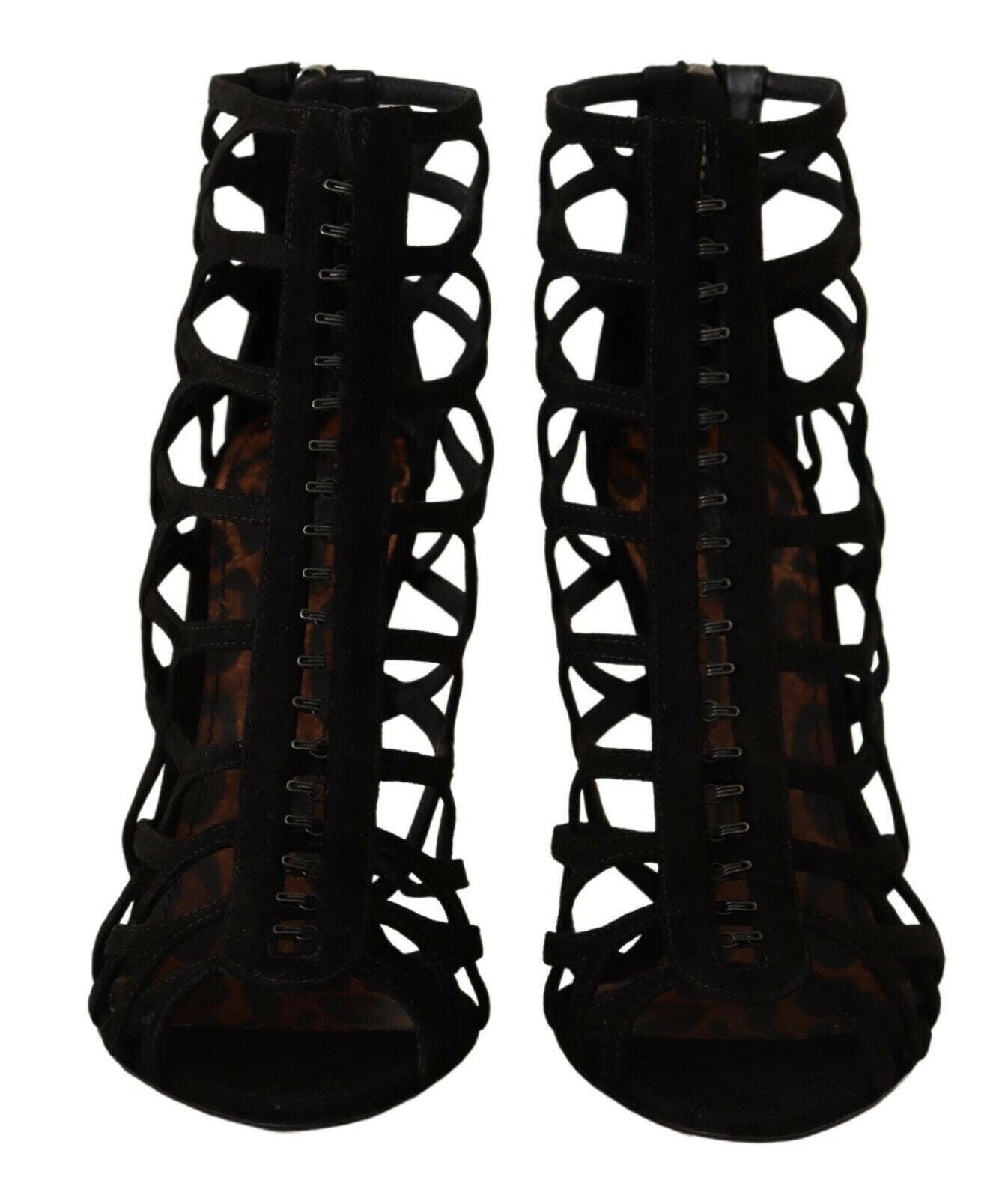 Dolce & Gabbana Black Suede Stiletto Heels Bette Sandals Shoes -   -  Dolce & Gabbana.