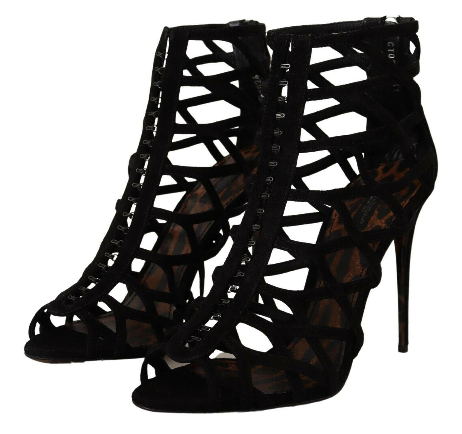 Dolce & Gabbana Black Suede Stiletto Heels Bette Sandals Shoes -   -  Dolce & Gabbana.