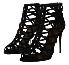 Dolce & Gabbana Black Suede Stiletto Heels Bette Sandals Shoes -   -  Dolce & Gabbana.