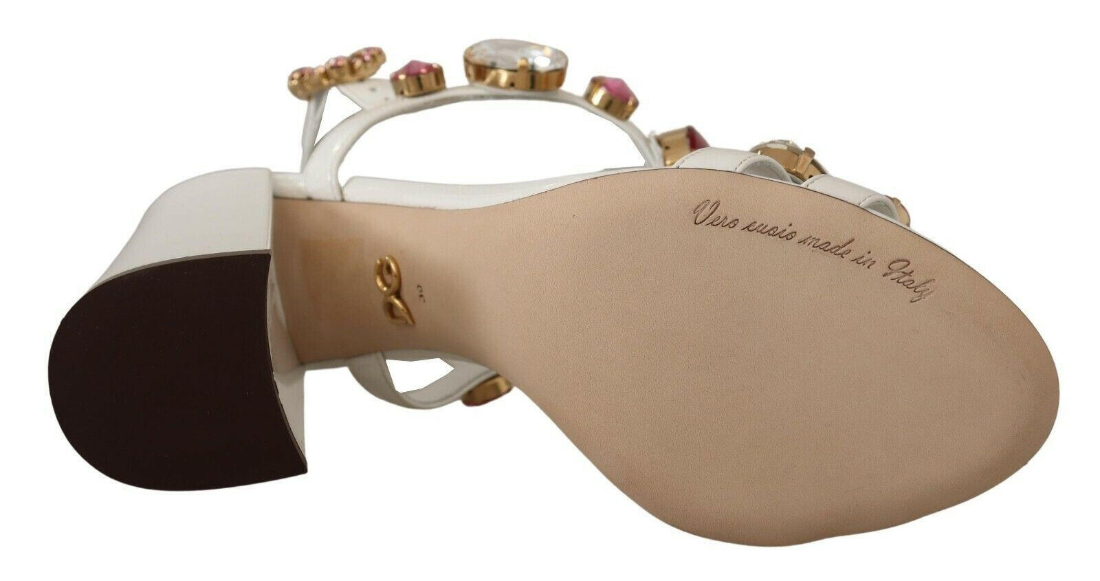 Dolce & Gabbana White Leather Crystal Keira Heels Sandals Shoes -   -  Dolce & Gabbana.