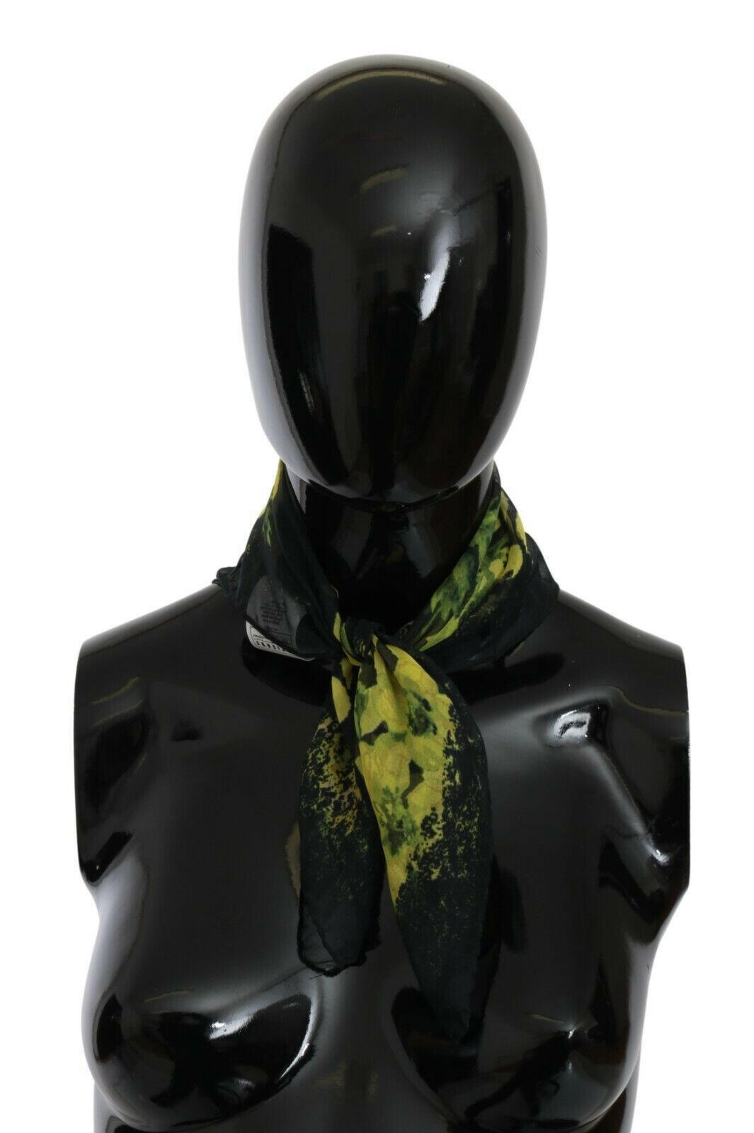 GF Ferre Black Yellow Floral Wrap Shawl Foulard Scarf -   -  GF Ferre.
