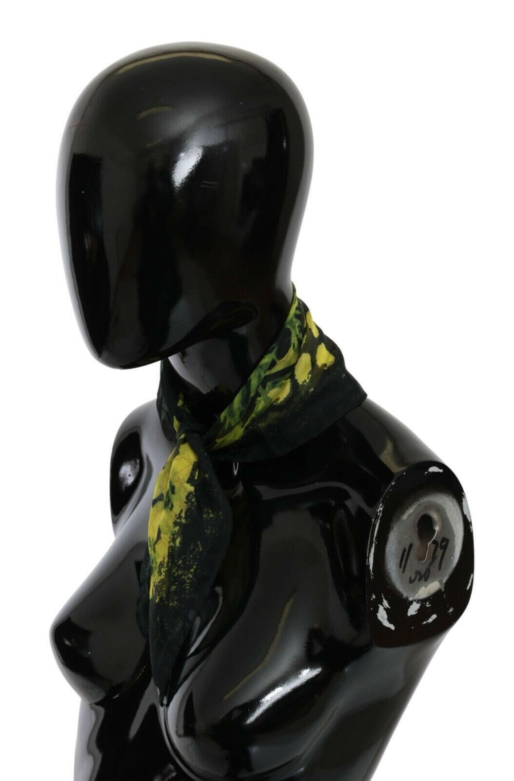 GF Ferre Black Yellow Floral Wrap Shawl Foulard Scarf -   -  GF Ferre.