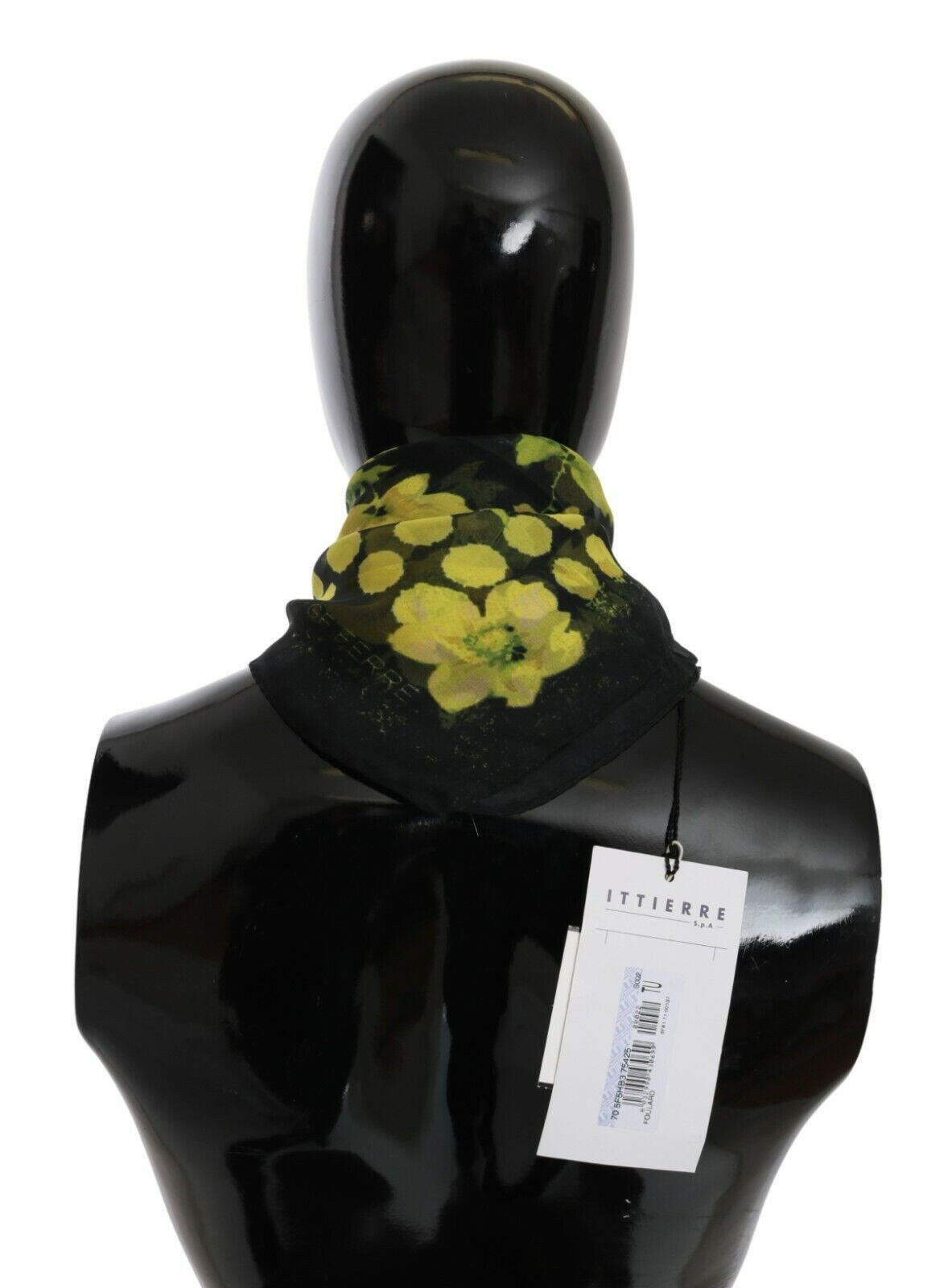 GF Ferre Black Yellow Floral Wrap Shawl Foulard Scarf -   -  GF Ferre.