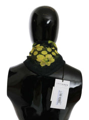 GF Ferre Black Yellow Floral Wrap Shawl Foulard Scarf -   -  GF Ferre.