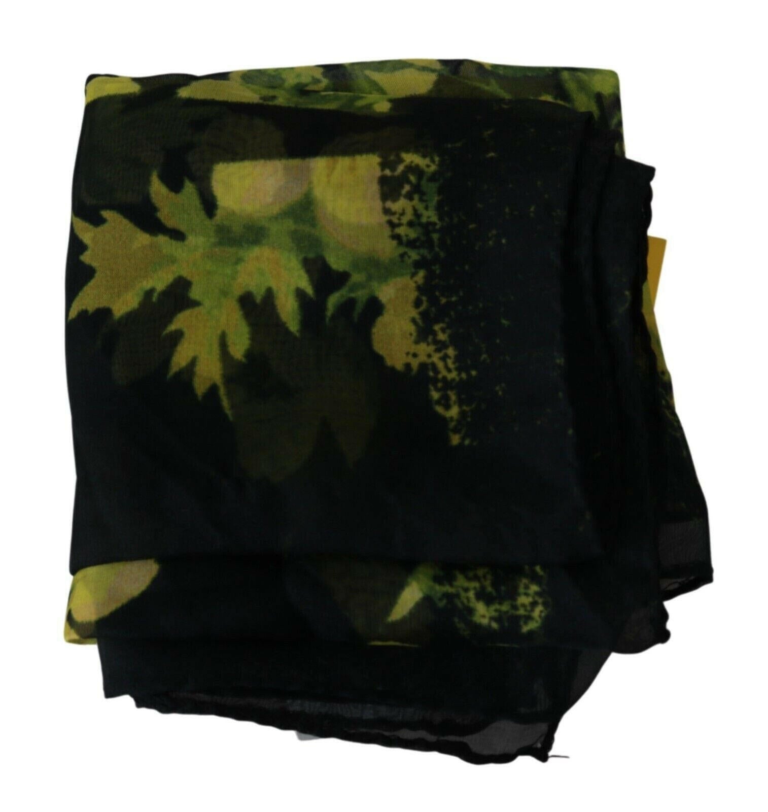 GF Ferre Black Yellow Floral Wrap Shawl Foulard Scarf -   -  GF Ferre.