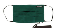 Dolce & Gabbana Green Silk Pleated Elastic Ear Strap Face Mask -   -  Dolce & Gabbana.