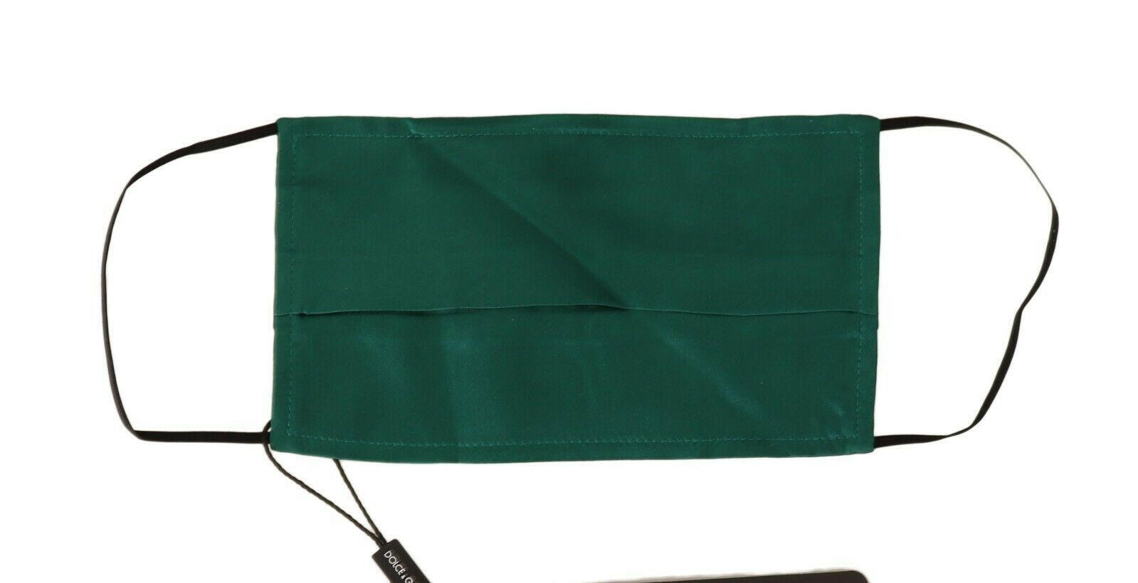 Dolce & Gabbana Green Silk Pleated Elastic Ear Strap Face Mask -   -  Dolce & Gabbana.