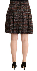 Dolce & Gabbana Brown High Waist Mini A-Line Pleated Skirt -   -  Dolce & Gabbana.
