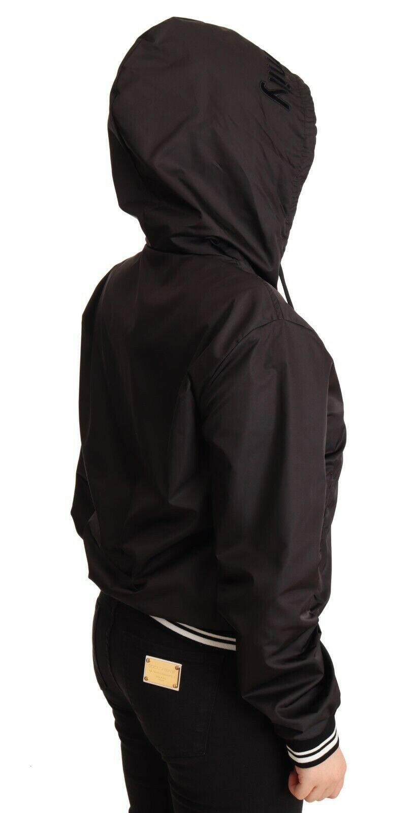 Dolce & Gabbana Black Polyester Hooded Bomber Full Zip Jacket -   -  Dolce & Gabbana.