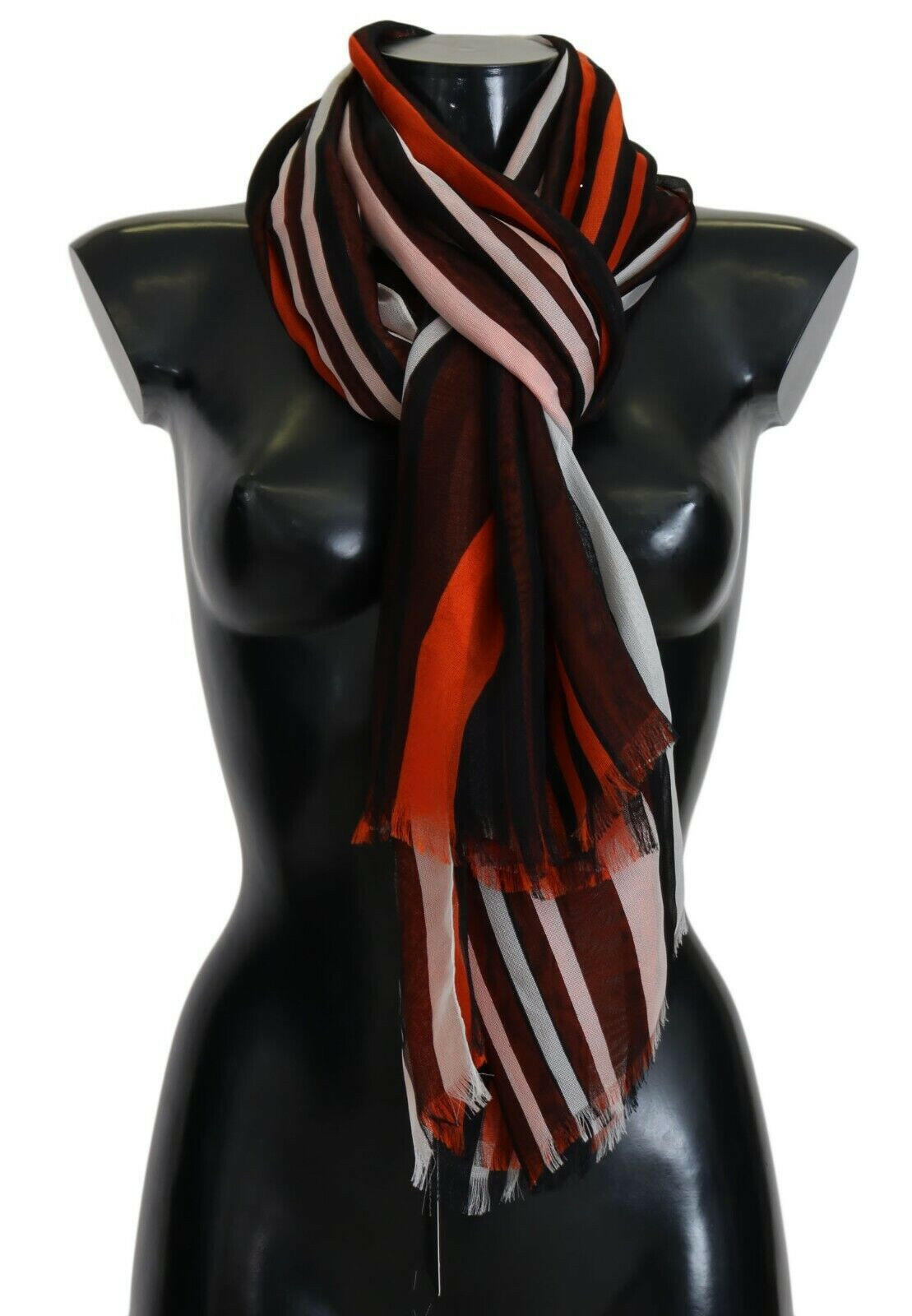 Dolce & Gabbana Multicolor Striped Silk Shawl Fringes Scarf -   -  Dolce & Gabbana.