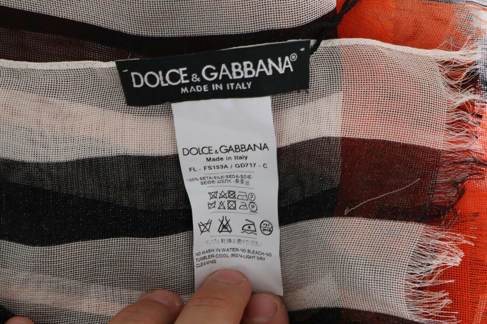 Dolce & Gabbana Multicolor Striped Silk Shawl Fringes Scarf -   -  Dolce & Gabbana.