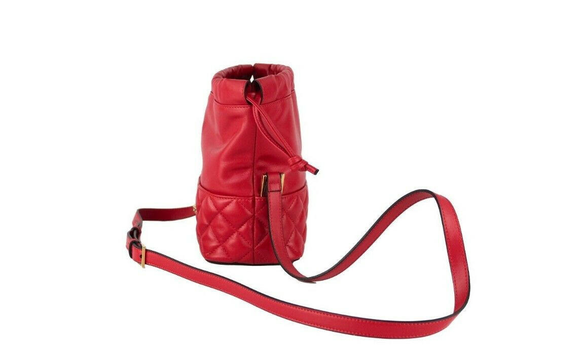 Versace Red Quilted Leather Drawstring Shoulder Bag Bucket Crossbody Handbag -  Luxury Cross Body Bag for Women -  Versace.