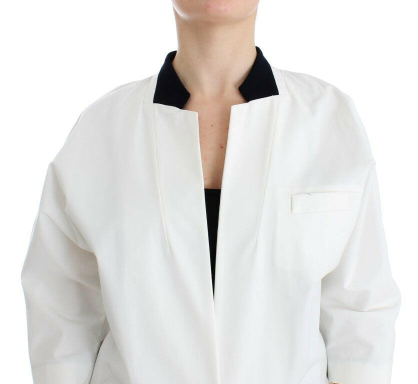 Andrea Pompilio White Cotton Blend Oversized Blazer Jacket -   -  Andrea Pompilio.