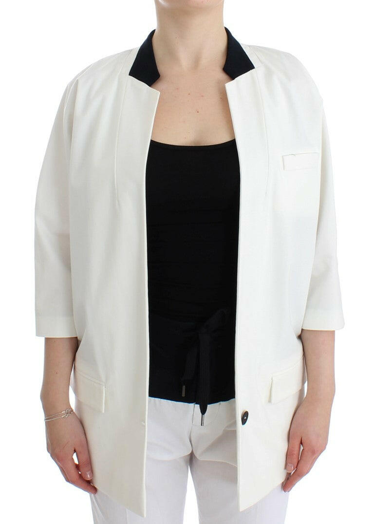 Andrea Pompilio White Cotton Blend Oversized Blazer Jacket -   -  Andrea Pompilio.