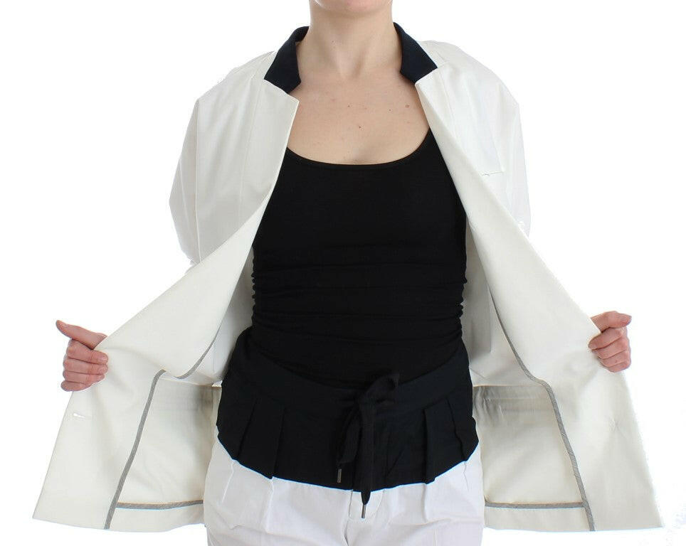 Andrea Pompilio White Cotton Blend Oversized Blazer Jacket -   -  Andrea Pompilio.