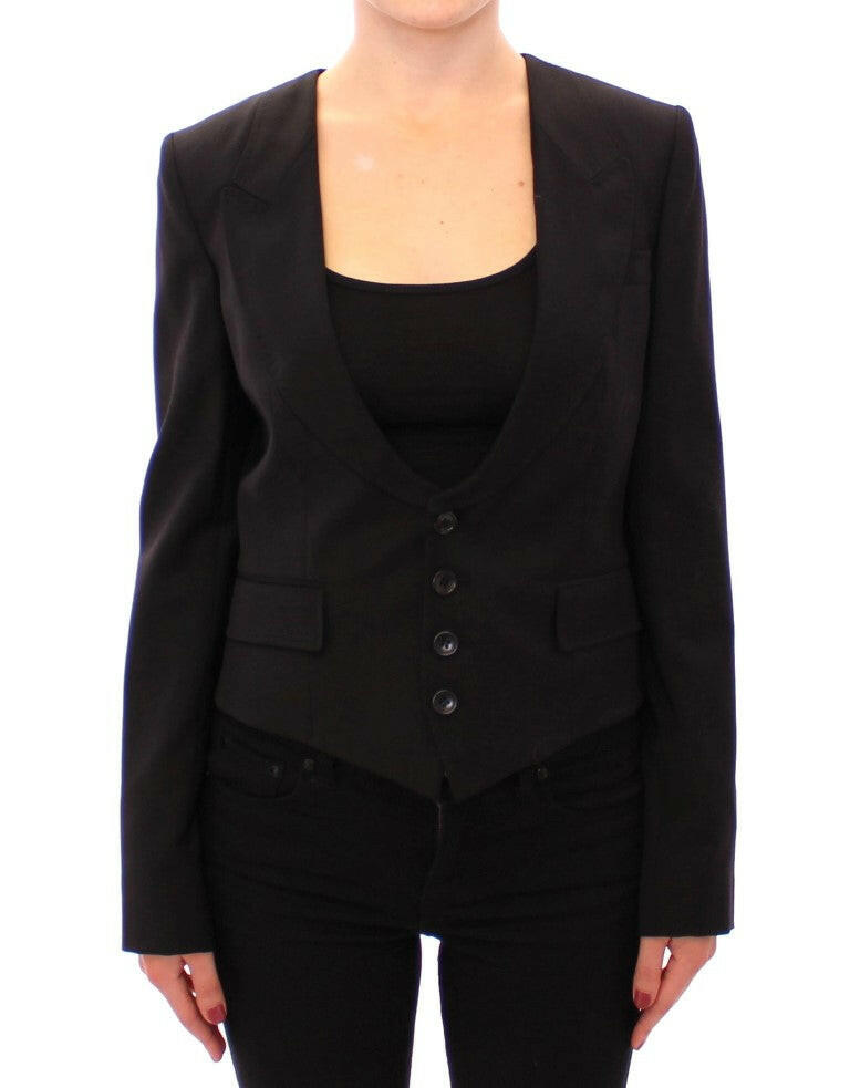 Dolce & Gabbana Black Silk Scarf Back Blazer Jacket -   -  Dolce & Gabbana.