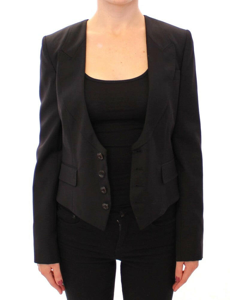 Dolce & Gabbana Black Silk Scarf Back Blazer Jacket -   -  Dolce & Gabbana.