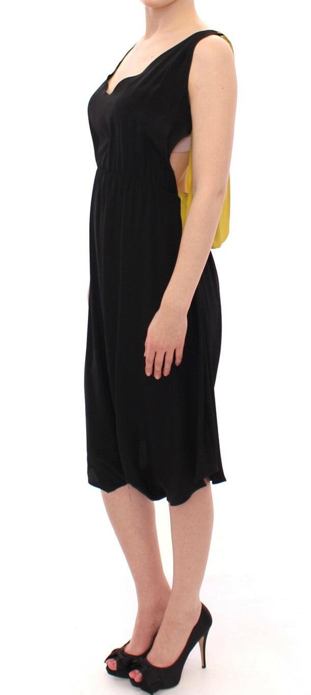 Lamberto Petri Black Yellow Silk Shift Sheath Coctail Dress -   -  Lamberto Petri.