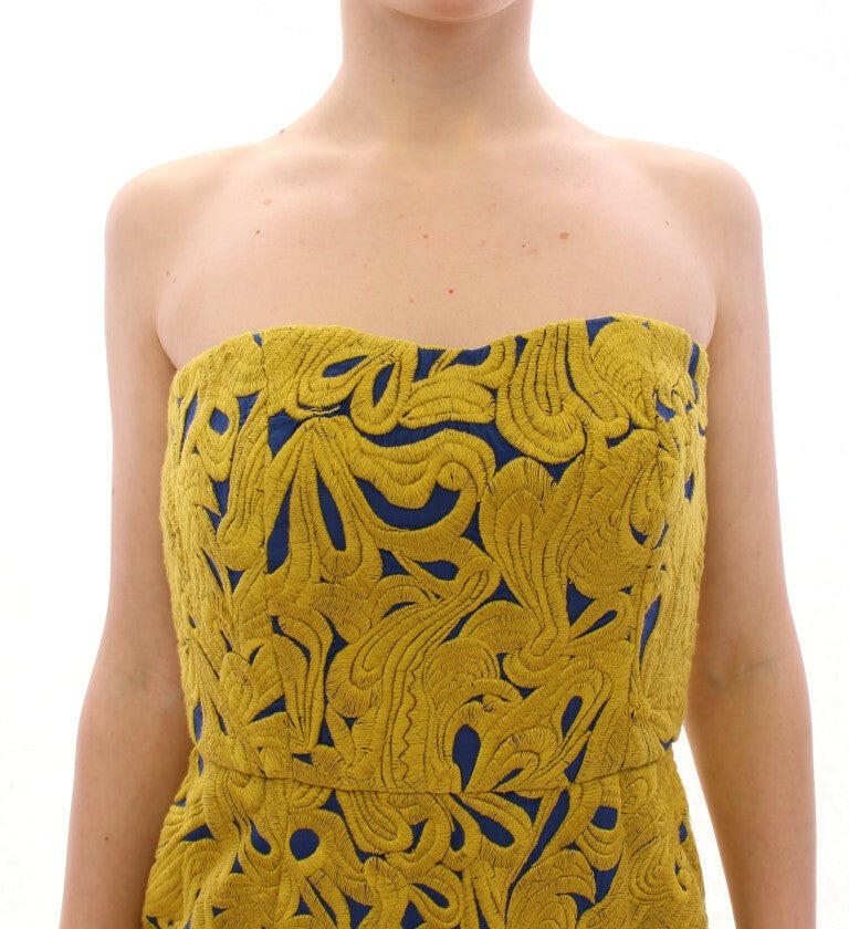 Sachin & Babi Blue Yellow Strapless Bubble Mini Shift Dress -   -  Sachin & Babi.