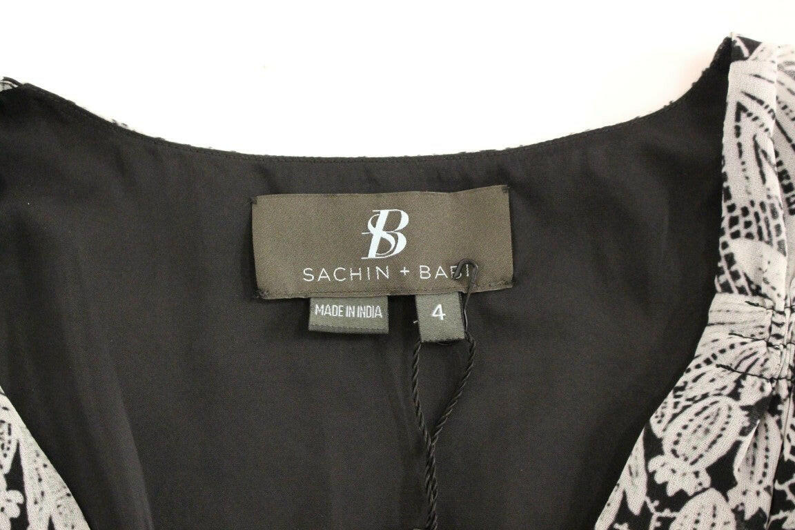 Sachin & Babi Black Silk Floral Pattern Shift Coctail Dress -   -  Sachin & Babi.