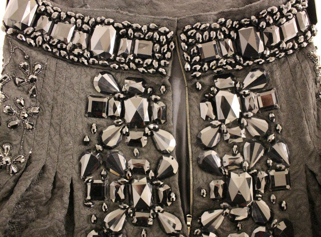 Dolce & Gabbana Black Crystal Handmade Above Knee Skirt -   -  Dolce & Gabbana.