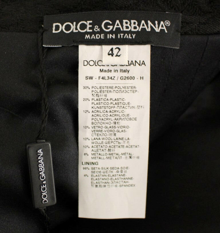 Dolce & Gabbana Black Crystal Handmade Above Knee Skirt -   -  Dolce & Gabbana.