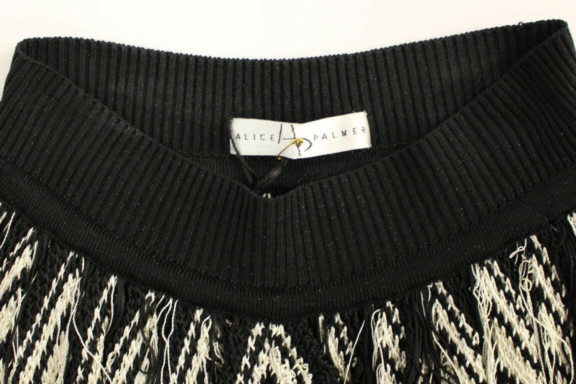 Alice Palmer White Black Knitted Assymetrical Skirt -   -  Alice Palmer.