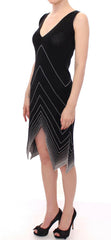 Alice Palmer Black White Low V Neck Knitted Cocktail Dress -   -  Alice Palmer.