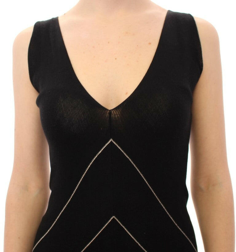Alice Palmer Black White Low V Neck Knitted Cocktail Dress -   -  Alice Palmer.