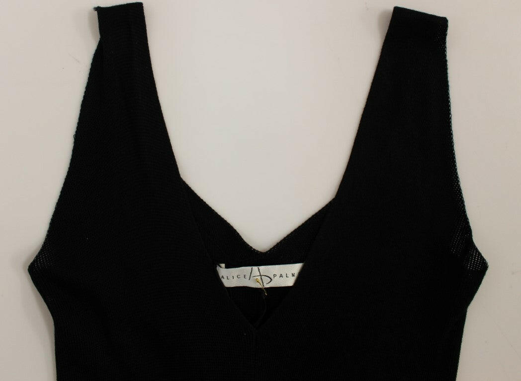 Alice Palmer Black White Low V Neck Knitted Cocktail Dress -   -  Alice Palmer.