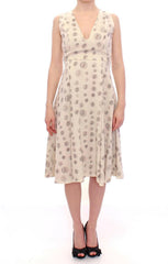 Andrea Incontri White Printed Shift V-neck Sheath Dress -   -  Andrea Incontri.