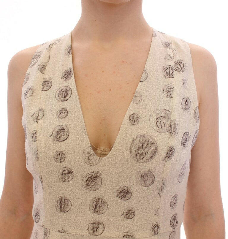 Andrea Incontri White Printed Shift V-neck Sheath Dress -   -  Andrea Incontri.