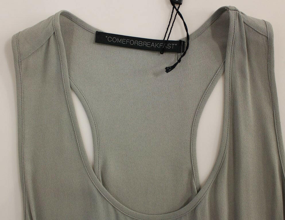 Comeforbreakfast Gray Viscose Tank Top Shirt Blouse -   -  Comeforbreakfast.