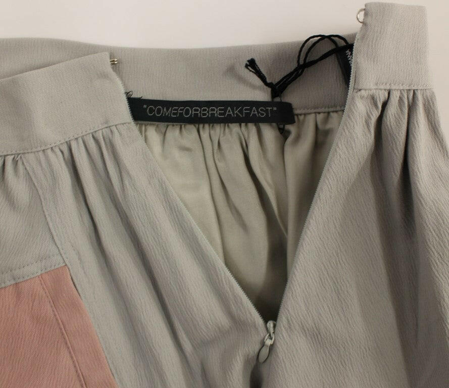 Comeforbreakfast Pink Gray Mini Short Pleated Skirt -   -  Comeforbreakfast.