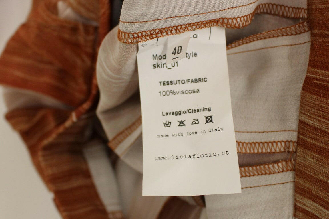 Licia Florio Brown Orange Below Knee Full Skirt -   -  Licia Florio.